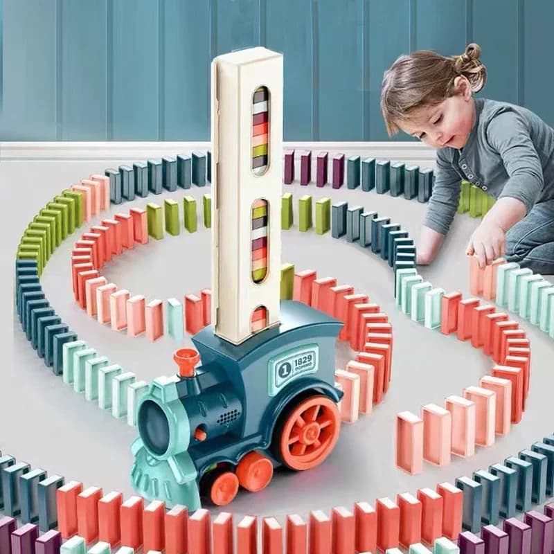 Automatic Laying Domino Train Electric Car Dominoes Set Brick Blocks Kits Games Educational Toys ren DIY Toy Boys Gift