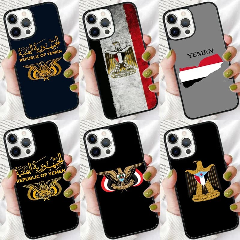 Bandiera Yemen Passaporto Bandiera Mappa Cassa Del Telefono Per iPhone 17 Air 16 16e 15 14 plus 11 12 13 Pro max Paraurti Shell Cover coque