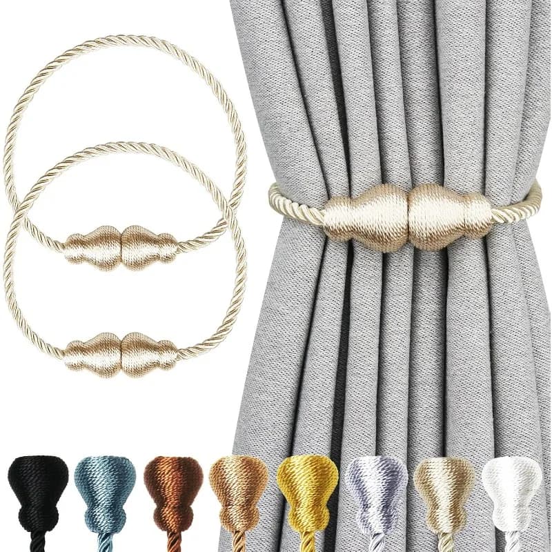 2pcs Magnetic Curtain Tiebacks Backs Rope Decorative for Bedroom and Living Room - Easy To Use Home Decoration