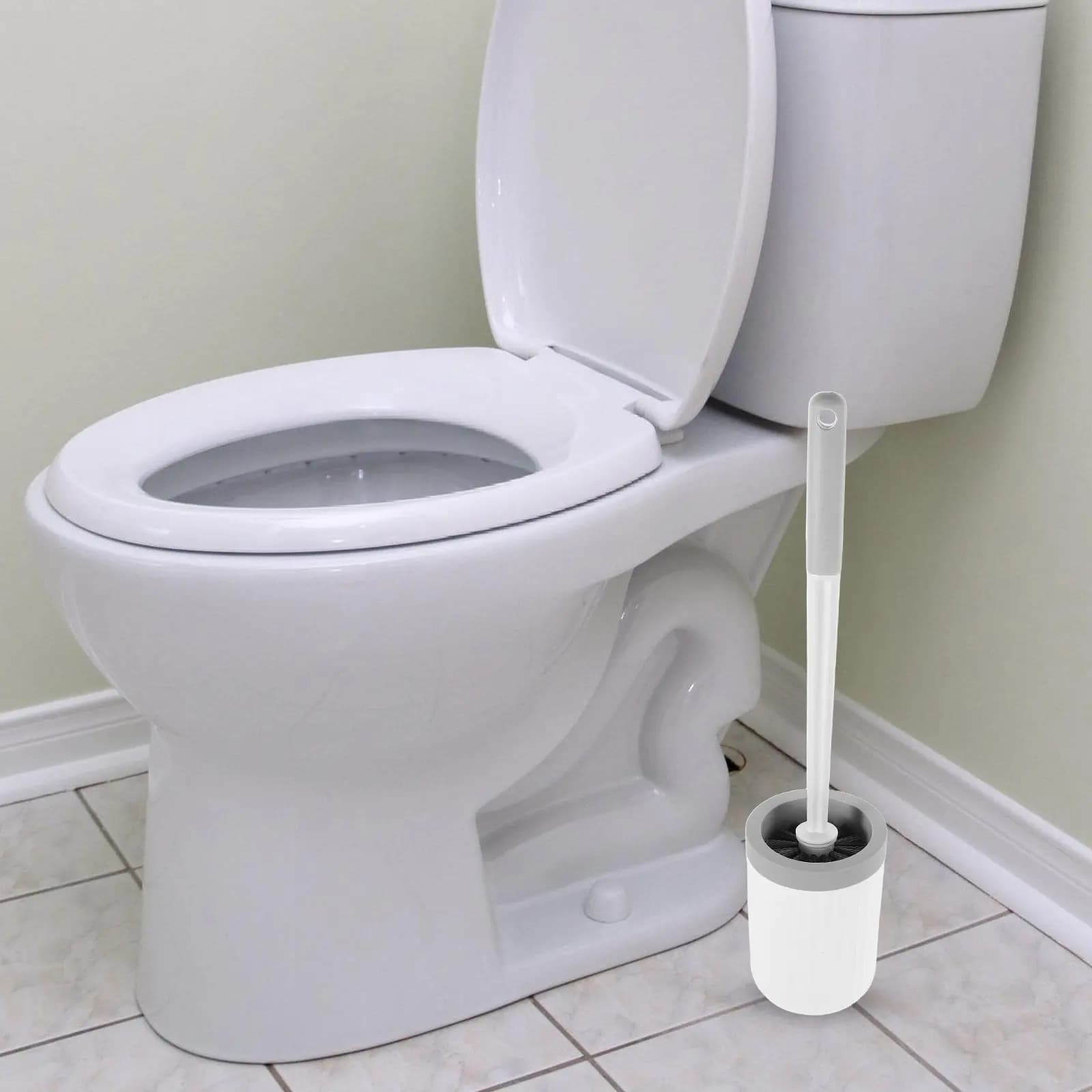 Spazzola per WC da Parete con Manico Lungo, Organizzatore per la Pulizia del Bagno, Spazzola per WC da Camper con Manico Lungo