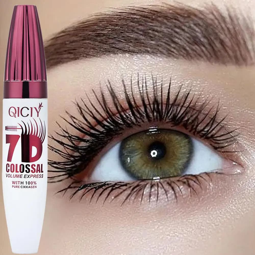 7D Waterproof Volume Mascara, Black Thicken Curling Mascara Long Lasting Smudge-Proof Buildable Volume Natural Full Lash Makeup