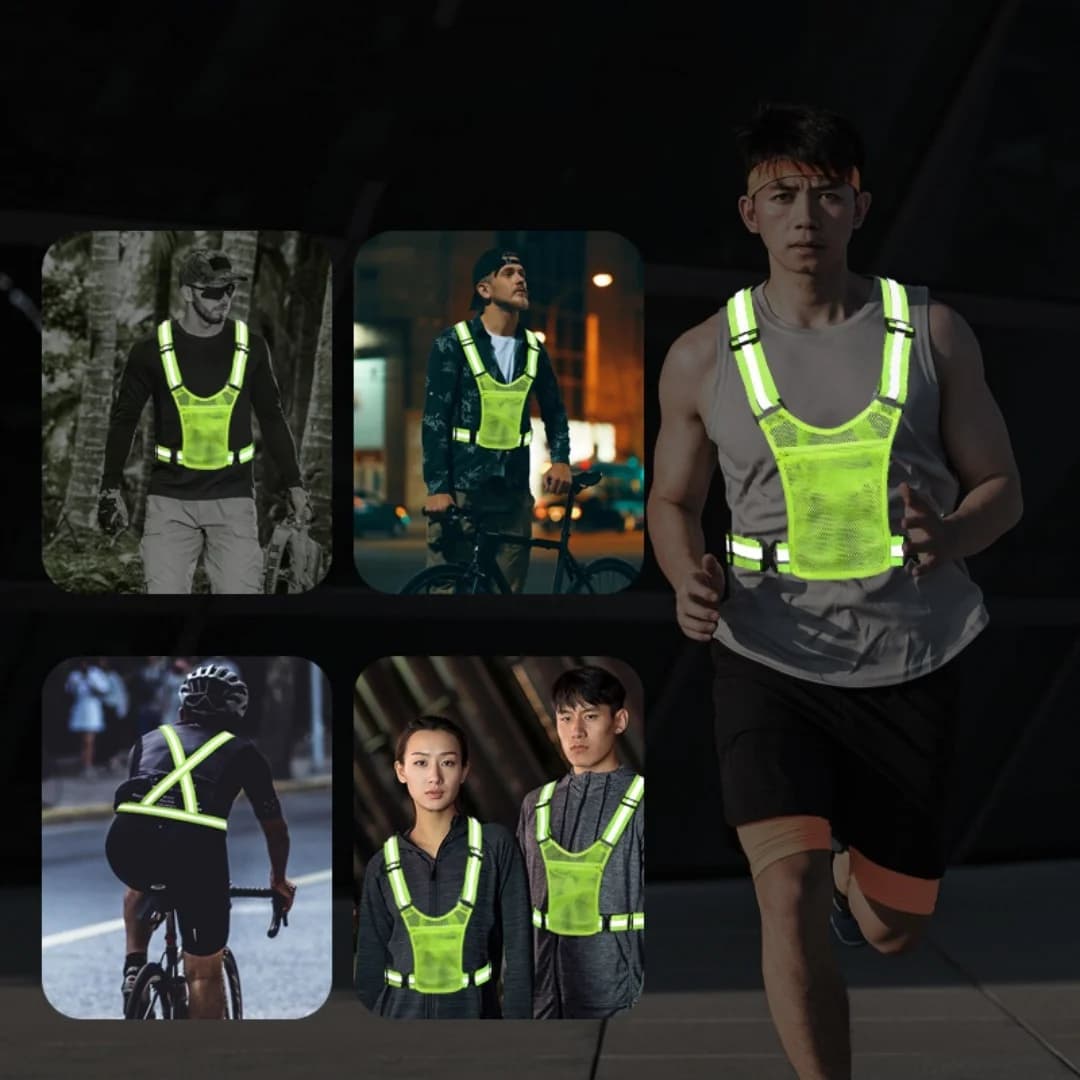 New Safety Jacket with High Visibility Reflective Belt Adjustable Safety at Night Work Safety Reflective Vest for Running Bike