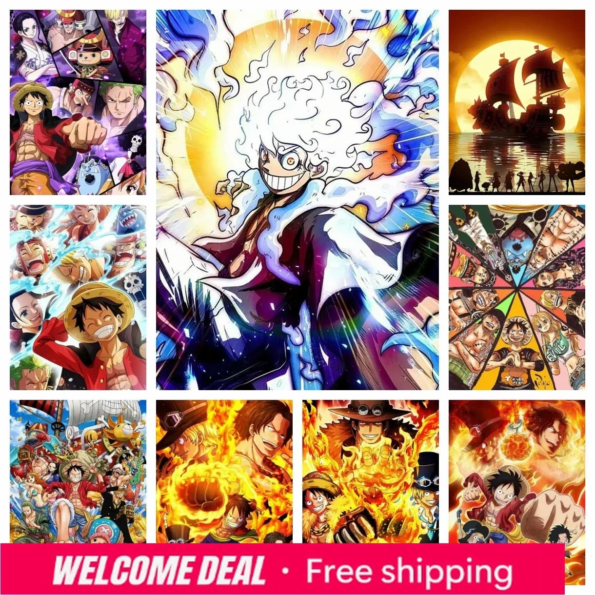 2026 2024 Nuovo Anime Giapponese One Piece Luffy 5D DIY Pittura Diamante Mosaico Ricamo Punto Croce Quadro Decorazione Casa Bambini