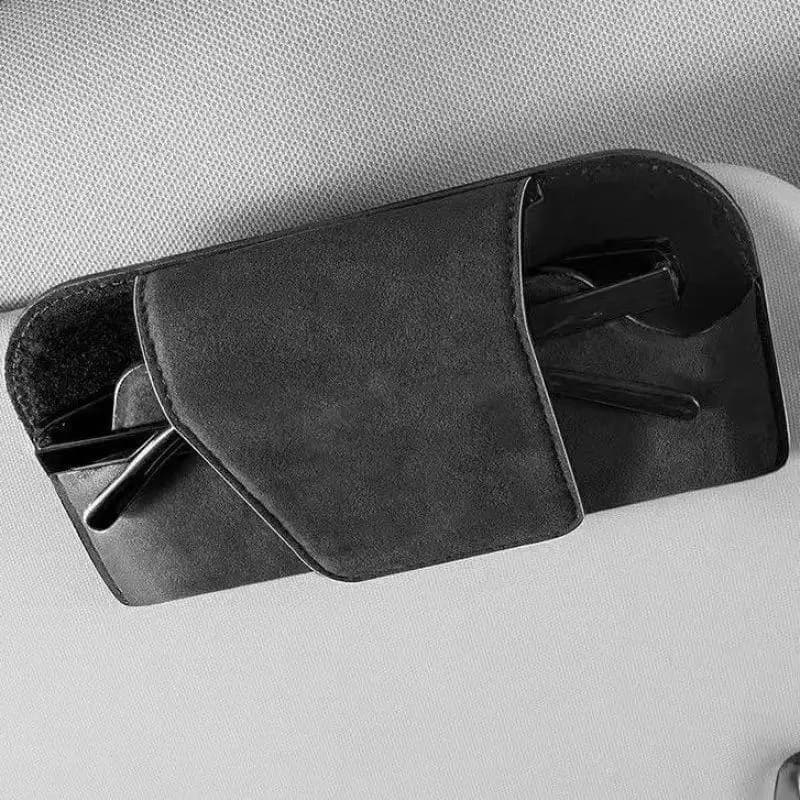 Car Sunglasses Case Compact Design Premium Suede Auto Sun Visor Holder Wear-Resistant Universal for Most Car Models