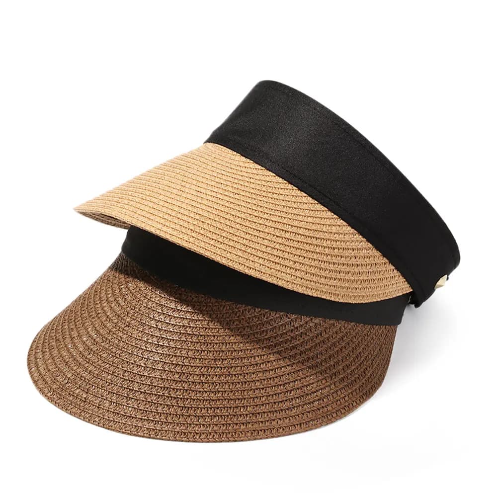 Women Portable Foldable Sun Hat Visors Beach Hat Straw Cap