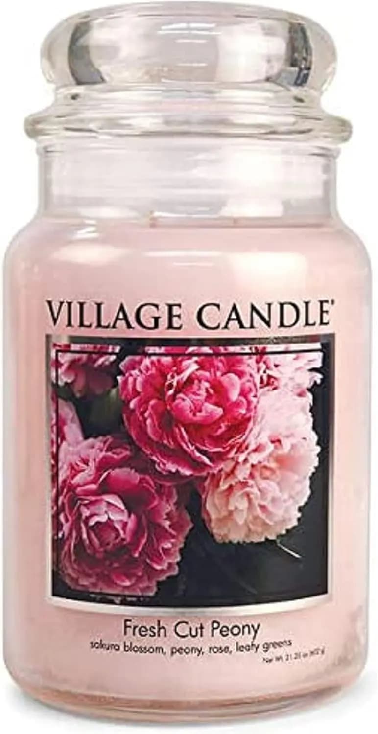 Peony Perfume Candle in Large Glass Jar, 21,25 oz for Home Furniture