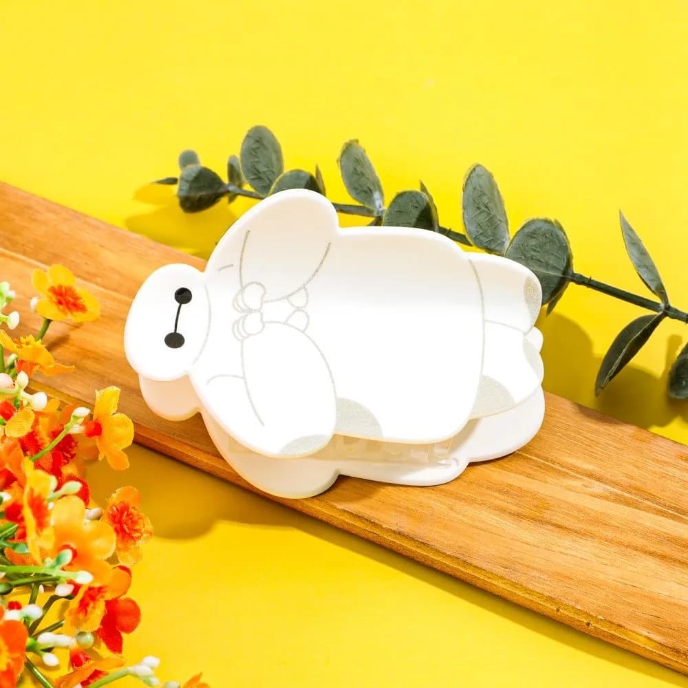 Set of 2 Baymax-shaped hair clips and alien, double-sided, horsetail, baby hair decorations