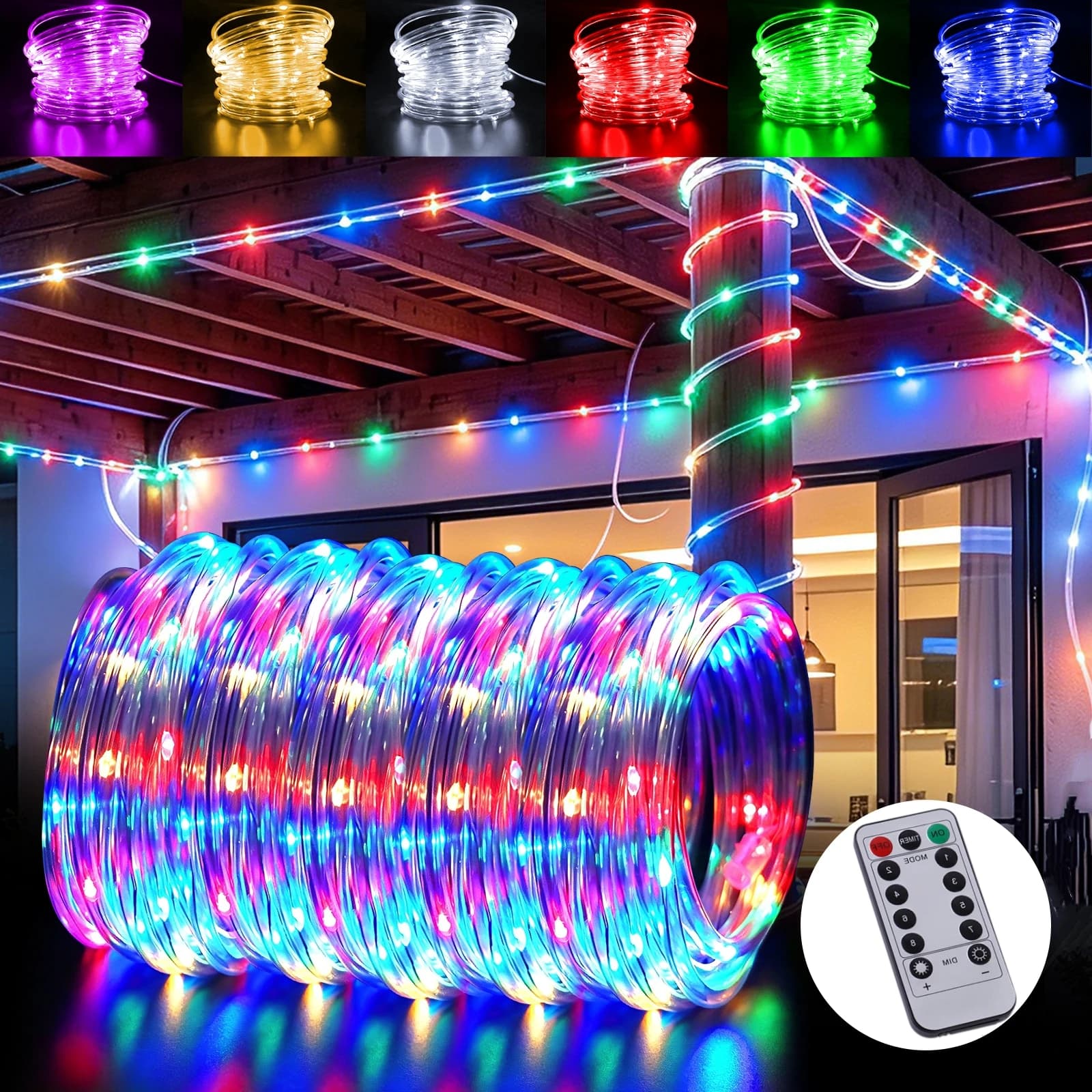 50/100/200/300LEDs Rope String Lights with Rempte Control USB/3AA Battery Powered Garland Waterproof PVC Tube Fairy Strip Lamp