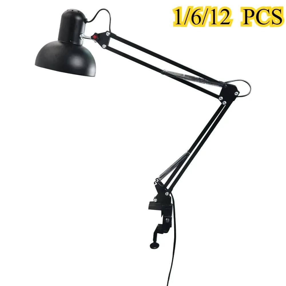 1/6/12 pezzi durevole pieghevole lampada da scrivania clip su telescopica protezione per gli occhi retro camera da letto studio lampada da tavolo decorazioni per la casa per lampadina E27