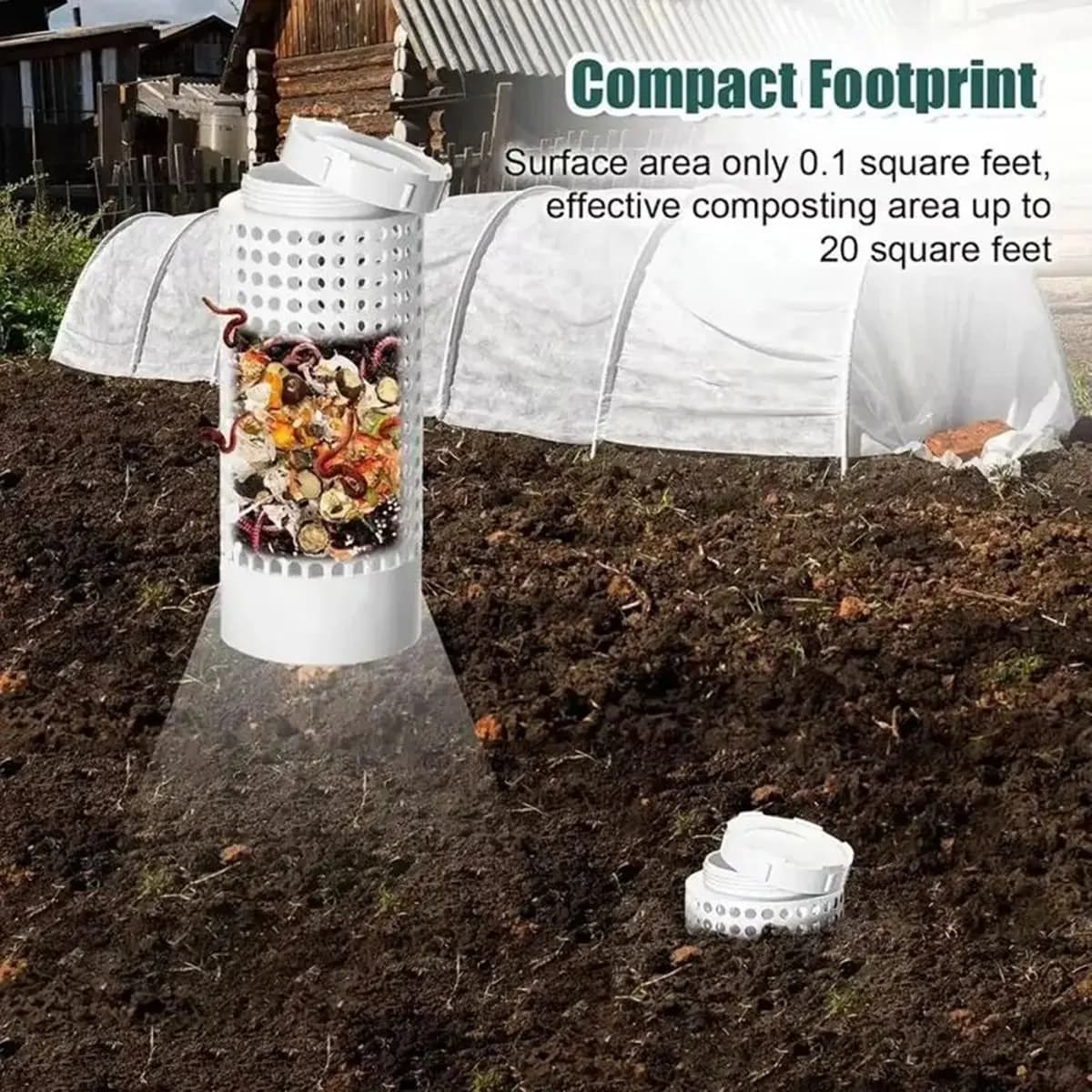 HITL 1 Pezzo Compostiera Sotterranea in Plastica per Verme, Kit Compostiera per Giardino e Prato A