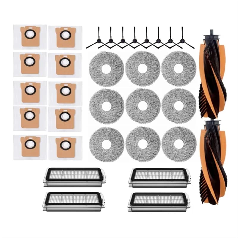 Kit di accessori di ricambio AC93 - Spazzola laterale principale, filtro HEPA per sacchetto raccoglipolvere, panno per la pulizia (33 pezzi) per robot aspirapolvere JONR P20 PRO/T5 Pro