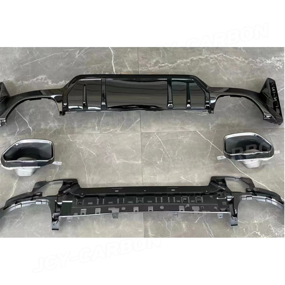 JCYECF For BMW 3 Series G20 G21 G28 LCI M Sports 2023+ Rear Bumper Lip Diffuser With Exhaust Pipe ABS Car Exterior Accessories