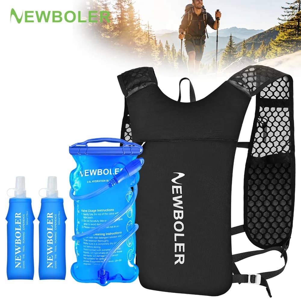 NEWBOLER Breathable Hydration Vest Trail Running Backpacks Lightweight Cycling Run Jogging Marathon Backpack Riding Climbing Bag