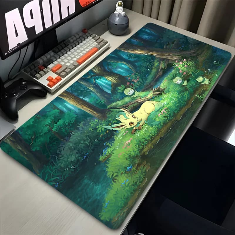 Mouse Mat Gamer P-pokemon Leafeon Large Gamer Accessories Keyboard Carpet with Rubber Board Laptop Mat