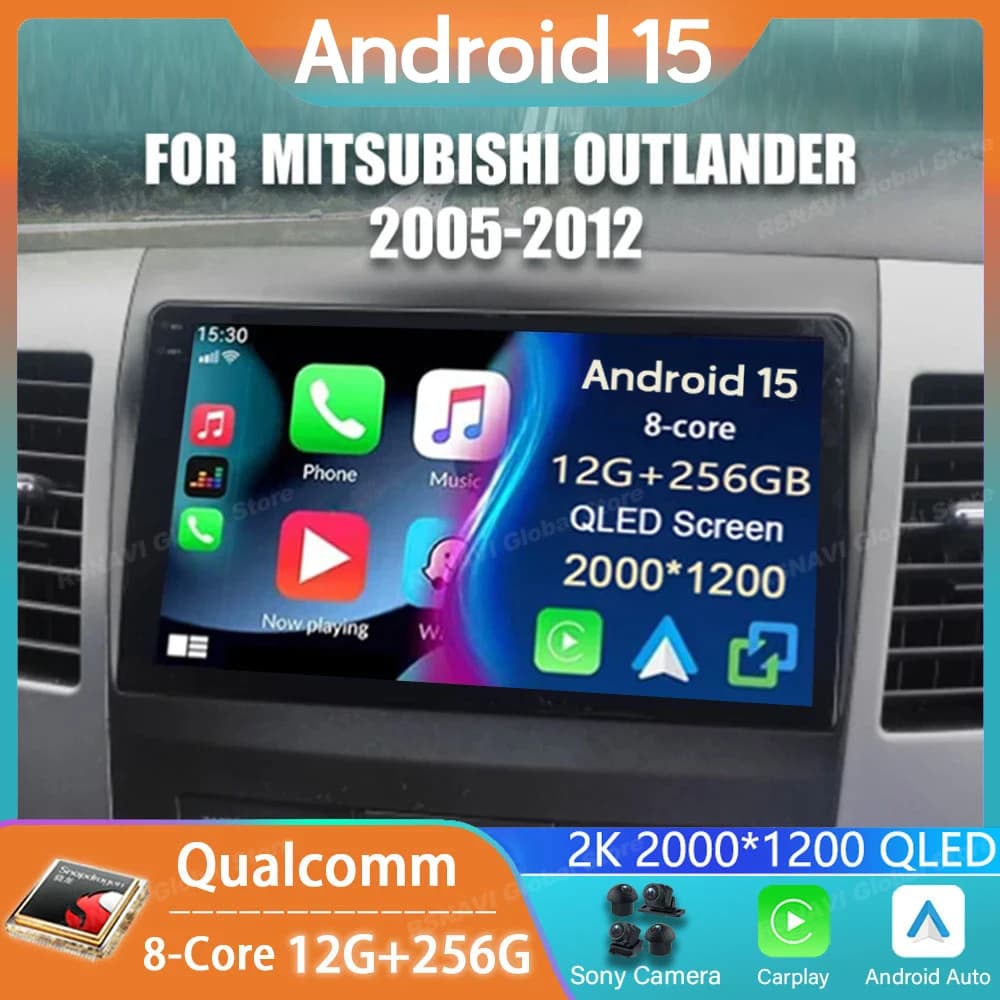 Autoradio Android 15 Per Mitsubishi Outlander xl 2 2005-2012 Per Citroen C-Crosser Per Peugeot 4007 2007 -2013 GPS Audio Carplay