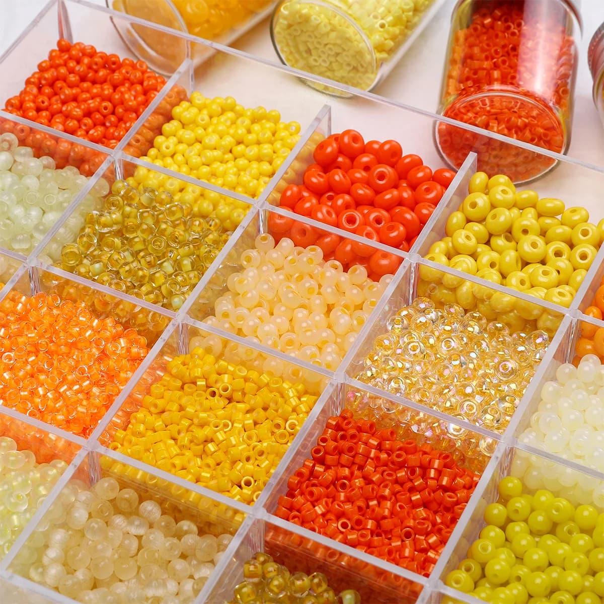 High Quality Glass Rice Beads In Various Styles Orange Yellow Series Loose Beads DIY Bracelets Necklaces Accessories Making