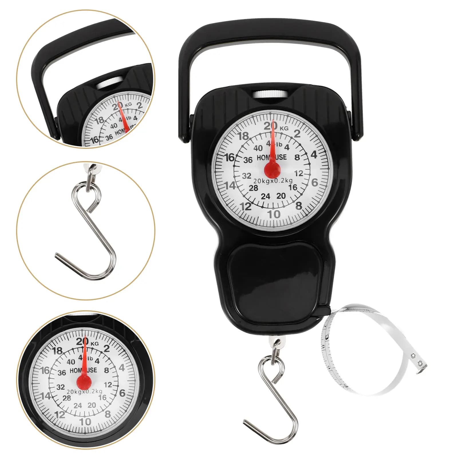 Bilancia Meccanica a Quadrante da 20Kg, Bilancia Digitale Portatile da Cucina, Bilancia per Bagagli da Viaggio Multifunzione con Metro a Nastro