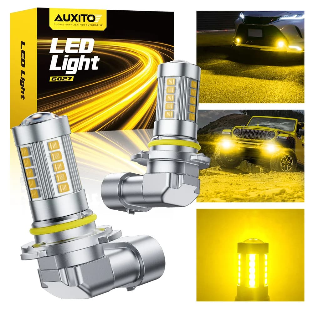 AUXITO 2 pezzi 9006 HB4 LED fendinebbia giallo 3000k mini lenti per proiettori Canbus HB4 fendinebbia potente lampadina per auto con lente 12V 360