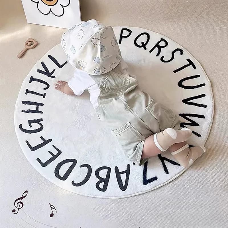 High Quality Round Carpet Anti-slip Baby Play Mat Washable Decorative Rugs Soft Printed Carpet for Room Decor and Comfort