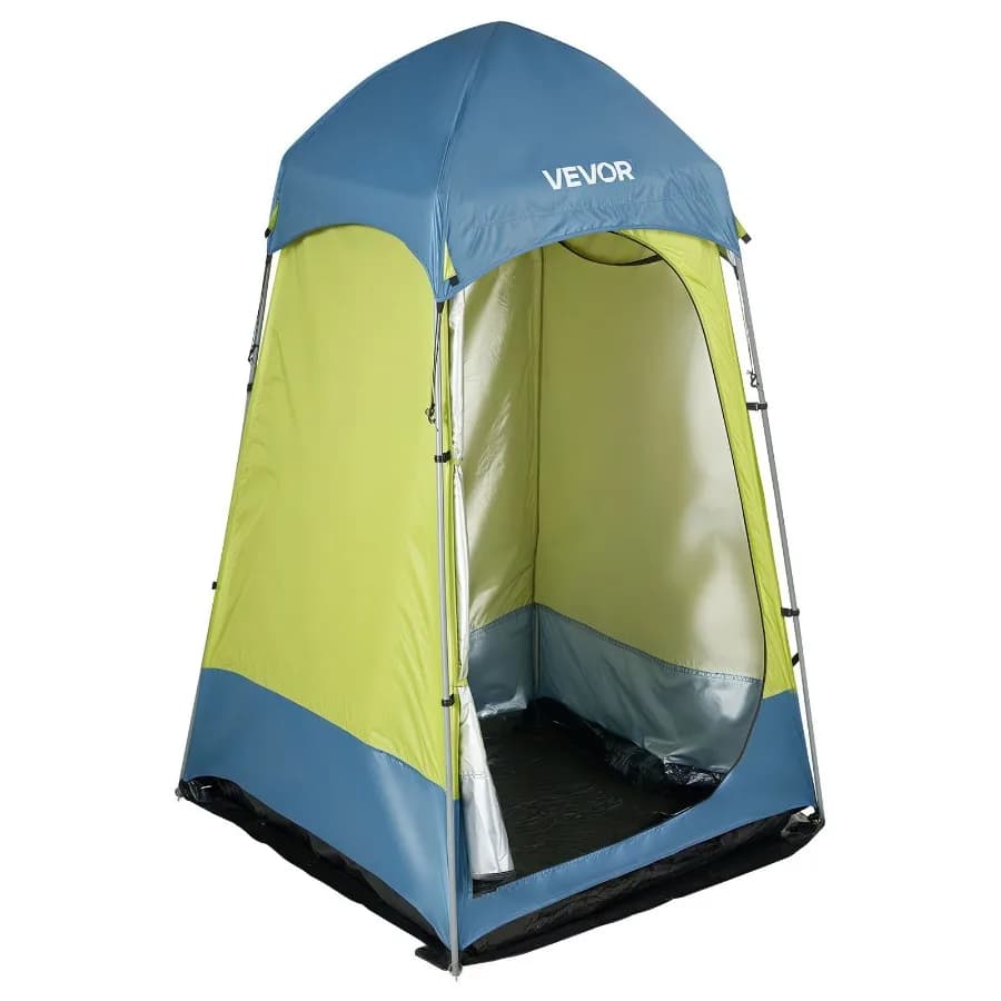 Tenda Doccia da Campeggio 1 Stanza, Tenda Portatile per la Privacy con Picchetti, Corde, Borsa per il Trasporto e Pali in Acciaio, Tessuto Oxford 200D Argento C