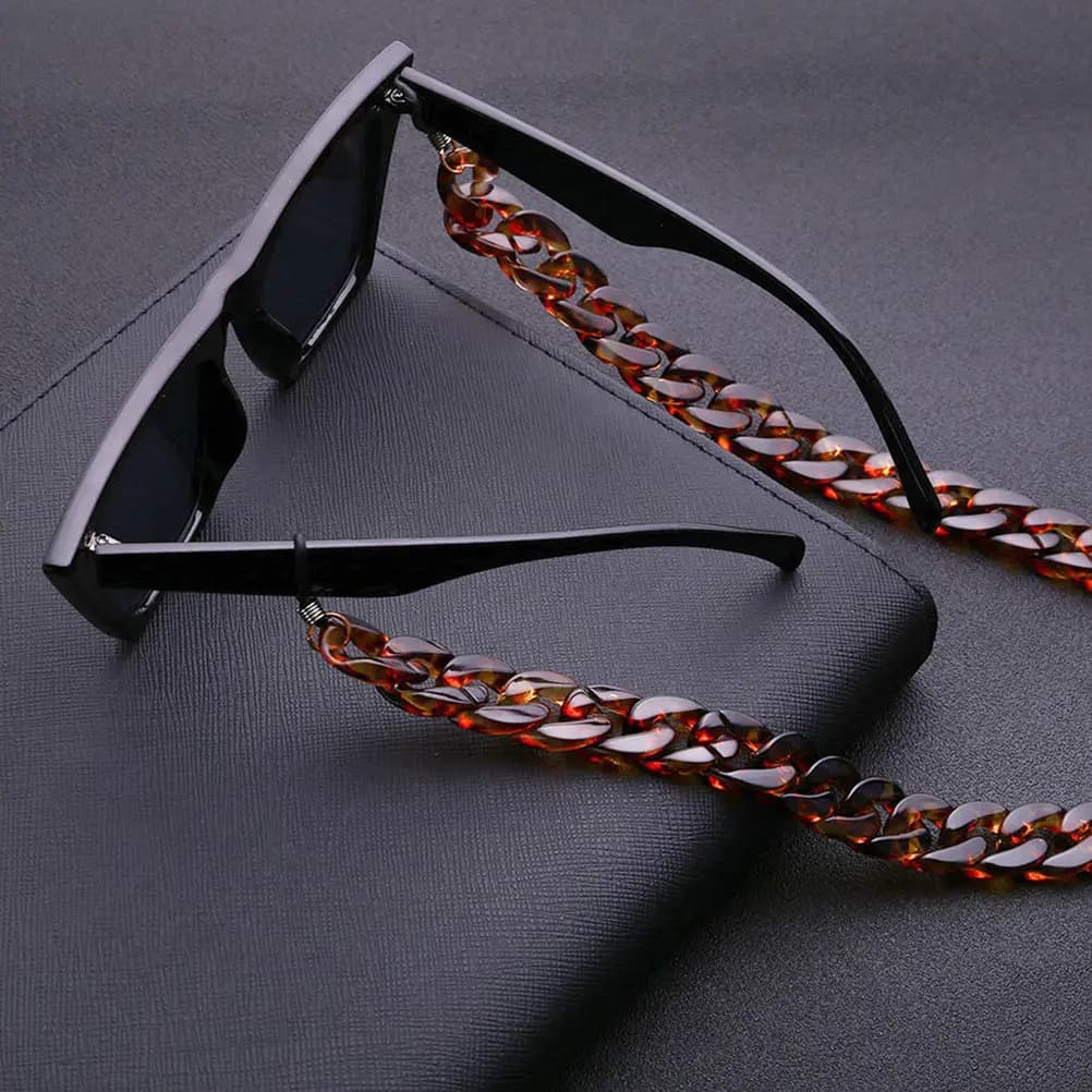 Catenella Universale per Occhiali con Texture Tartaruga Marrone, Cordoncino Antiscivolo per Occhiali da Vista e da Sole, Laccetto in Lega
