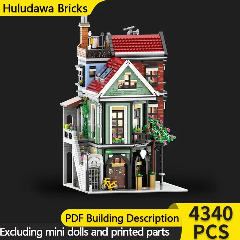 City Street View Model MOC Building Brick Jeweler And Pancake House Modular Technology Children Holiday Gifts Assemble Toys Suit