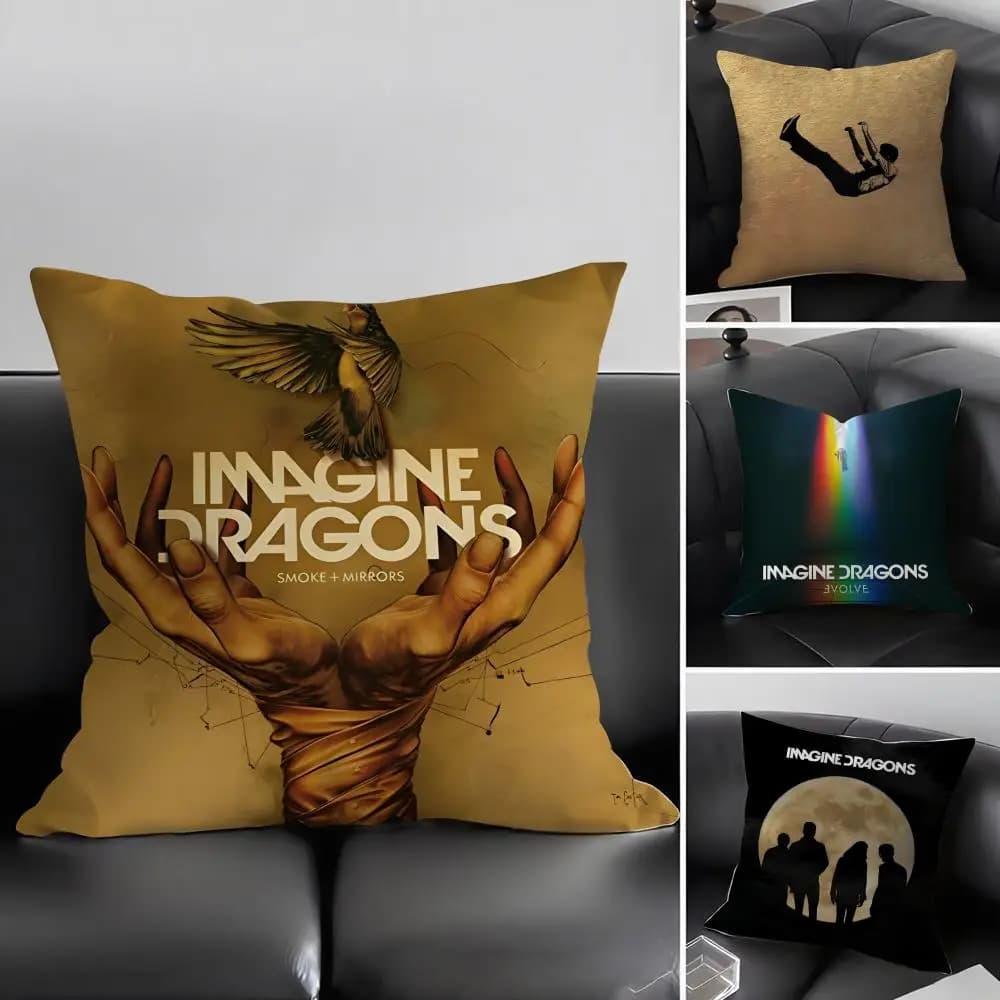 I-Imagine DragonsS Band Fodera per cuscino in tessuto ultra morbido e delicato sulla pelle, comfort simile a nuvole e cerniera nascosta