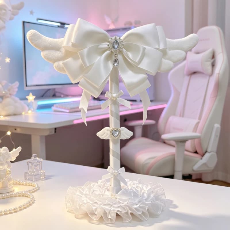 White Angel Earphone Stand Customized Anime Handmade Headset Holder Kawaii Desktop Decoration for Gaming Headset Display