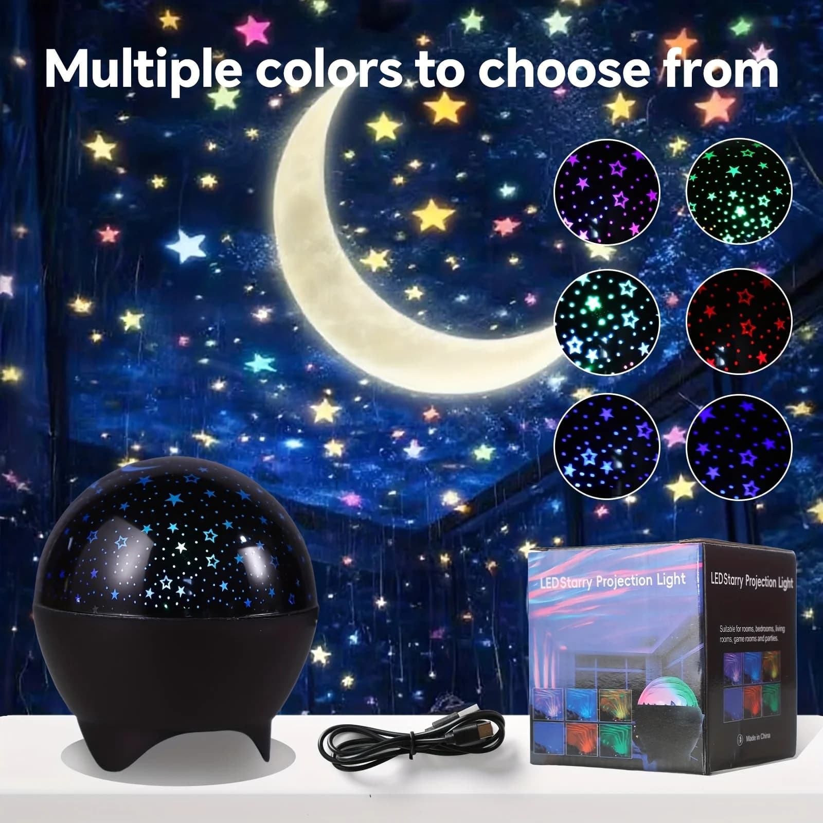 Proiettore cielo stellato Luce 7 modalità Luce notturna a LED Galassia Luna Luce ambientale per la decorazione della camera dei bambini Regalo di compleanno di Natale Spina USB