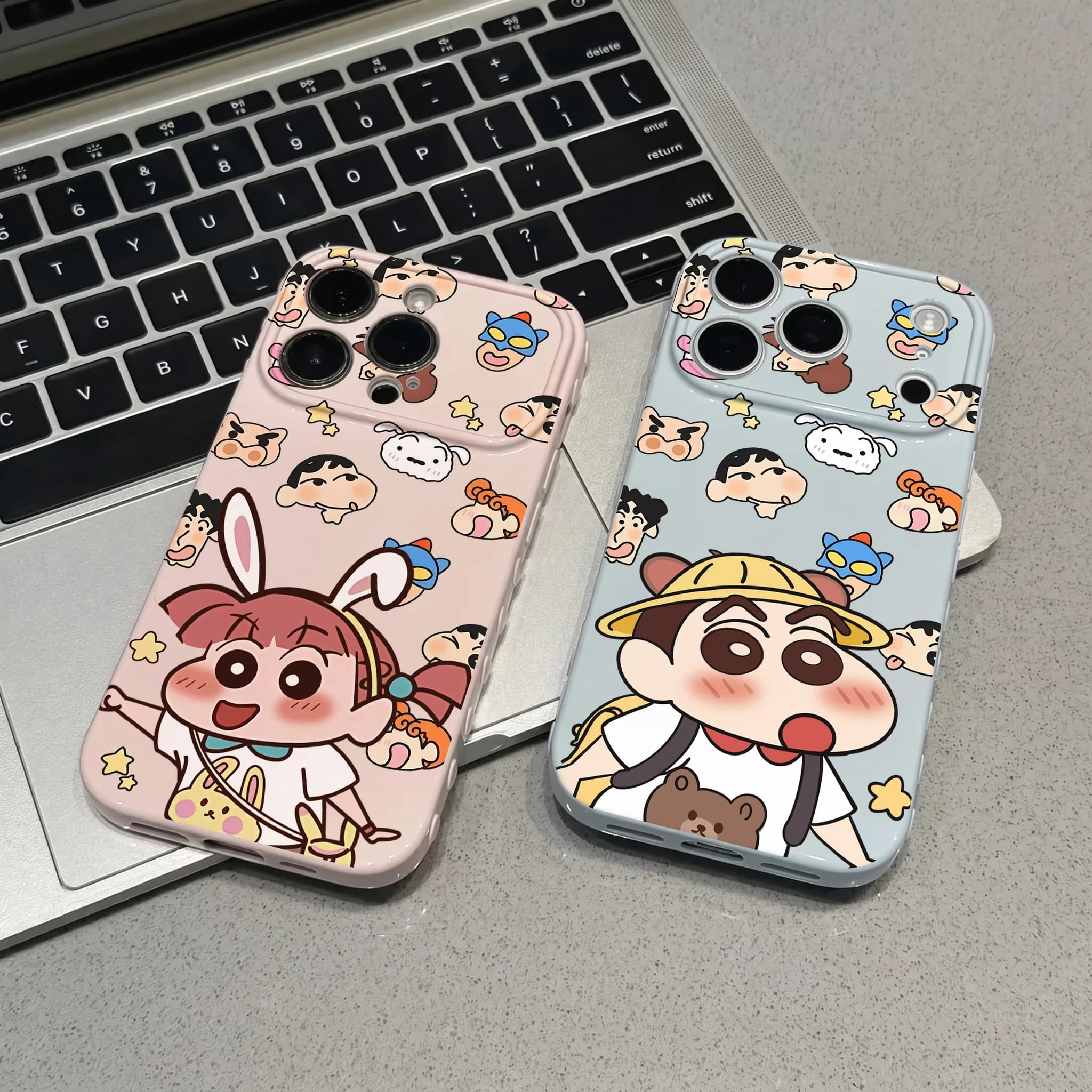 Lovable C-Crayons Shin-Chans For Apple iPhone 17 16 15 14 13 12 Mini 11 Pro Max Bubble Heart Cover Silicone Funda Phone Case