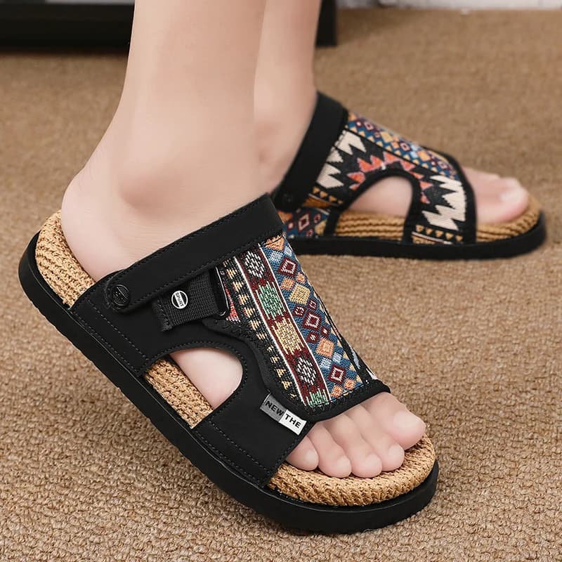 Sandali in pelle da uomo 2026: Scarpe estive alla moda da spiaggia, ciabatte casual da uomo antiscivolo a punta aperta