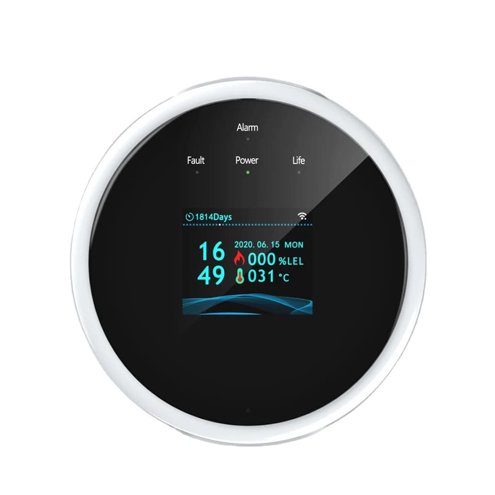 Rilevatore di Gas Naturale Wireless con Funzione di Allarme Temperatura, Sensore Intelligente di Perdite di Gas, Rilevatore di Fumo, Monossido di Carbonio e Propano