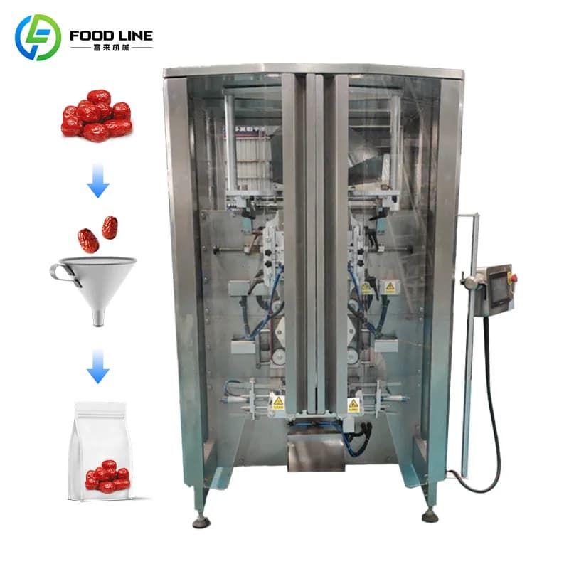 Macchina Automatica Personalizzata per Confezionamento a Flusso Continuo, Riempitrice e Sigillatrice per Sacchetti Preformati di Frutta Secca, 10-50 Sacchetti al Minuto, Garanzia 1 Anno