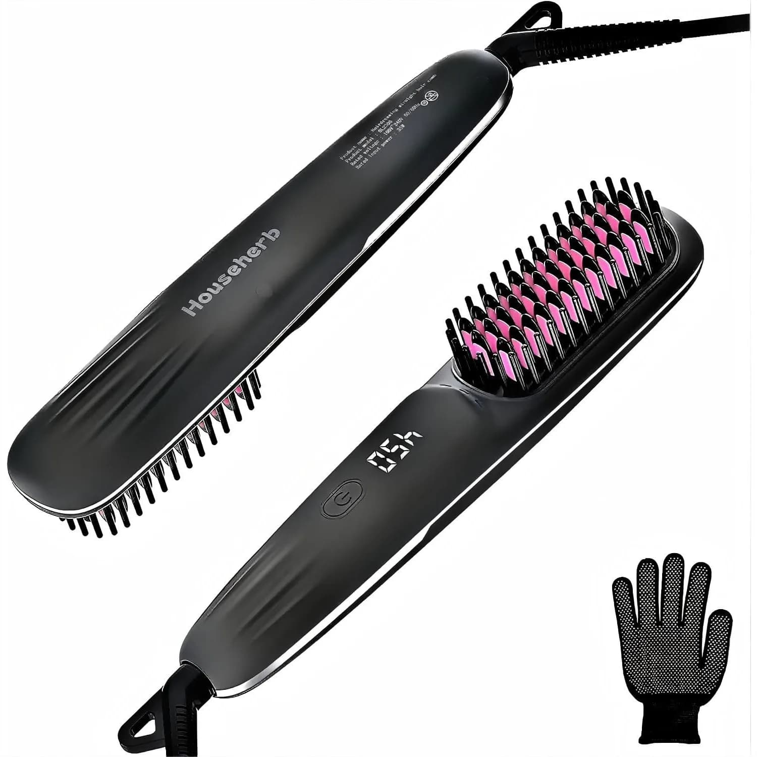 Spazzola Lisciante 2-in-1 con 9 Impostazioni di Temperatura fino a 450 Gradi ℉ Per capelli lisci senza effetto crespo a casa, in ufficio e in viaggio