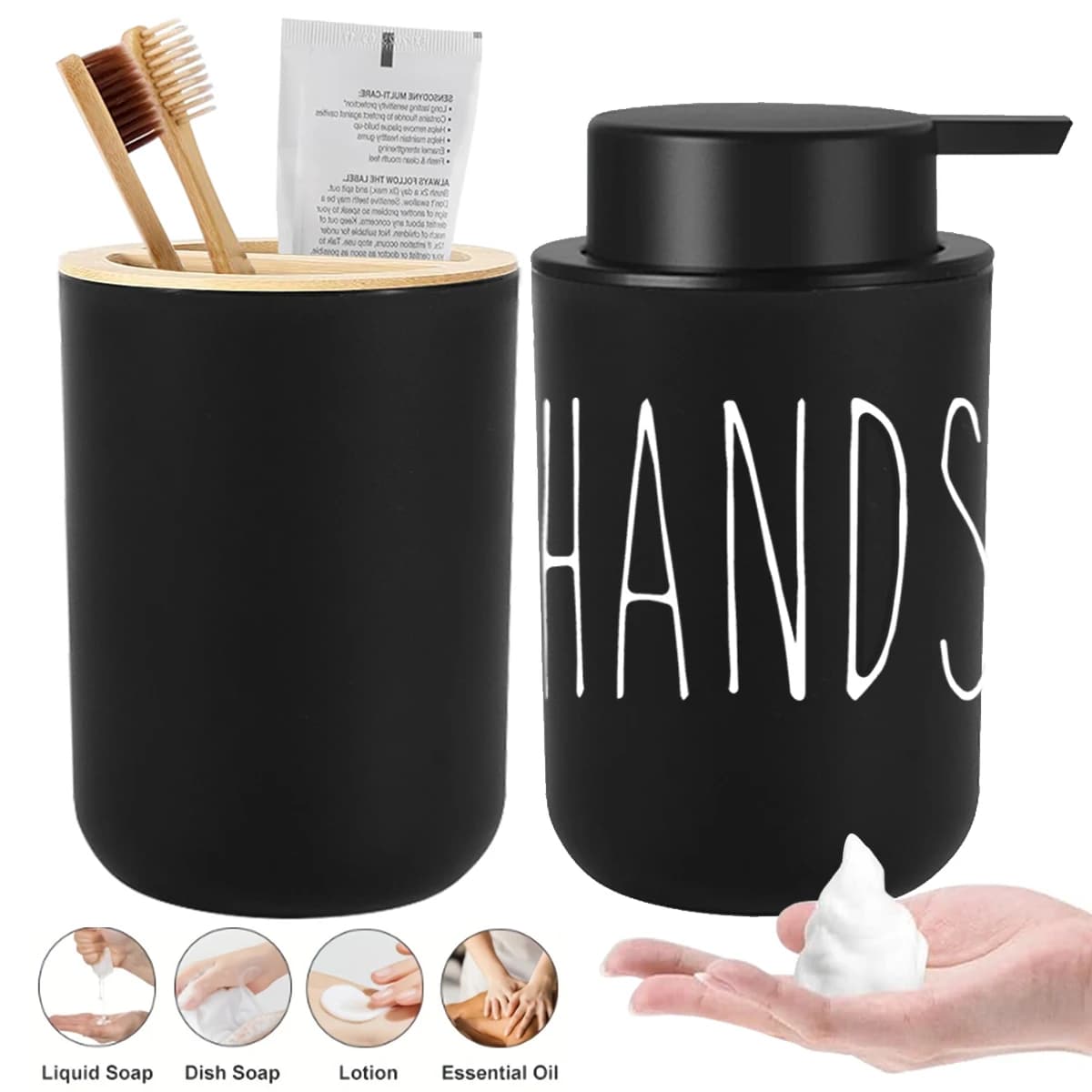 Schiuma per sapone per le mani Dispenser per sapone schiumogeno per bagno e cucina Bottiglia moderna ricaricabile con pompa per schiuma con tazza per il lavaggio