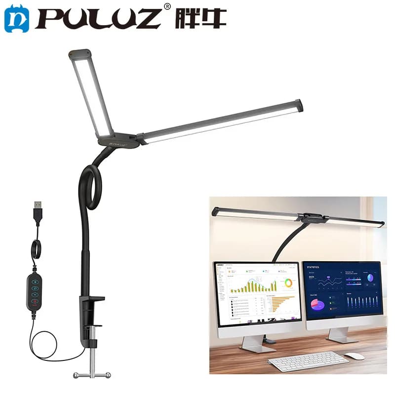 Lampada da scrivania a LED con doppi clip – Luce da lettura regolabile per la cura degli occhi per studenti, compiti a casa e illuminazione di scrittura
