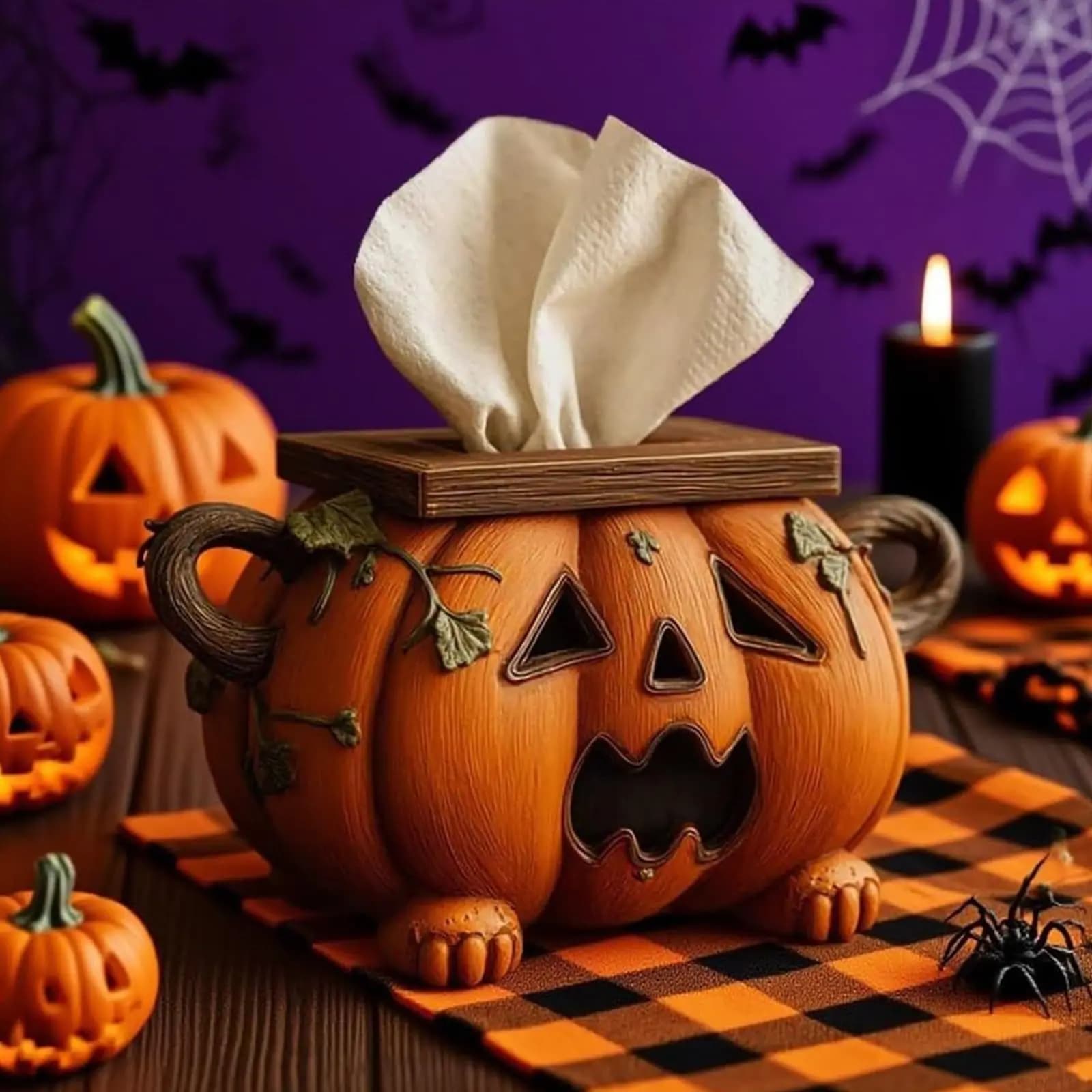 Tovaglioli porta fazzoletti con zucca di Halloween, porta carta igienica, scatole per fazzoletti per la casa