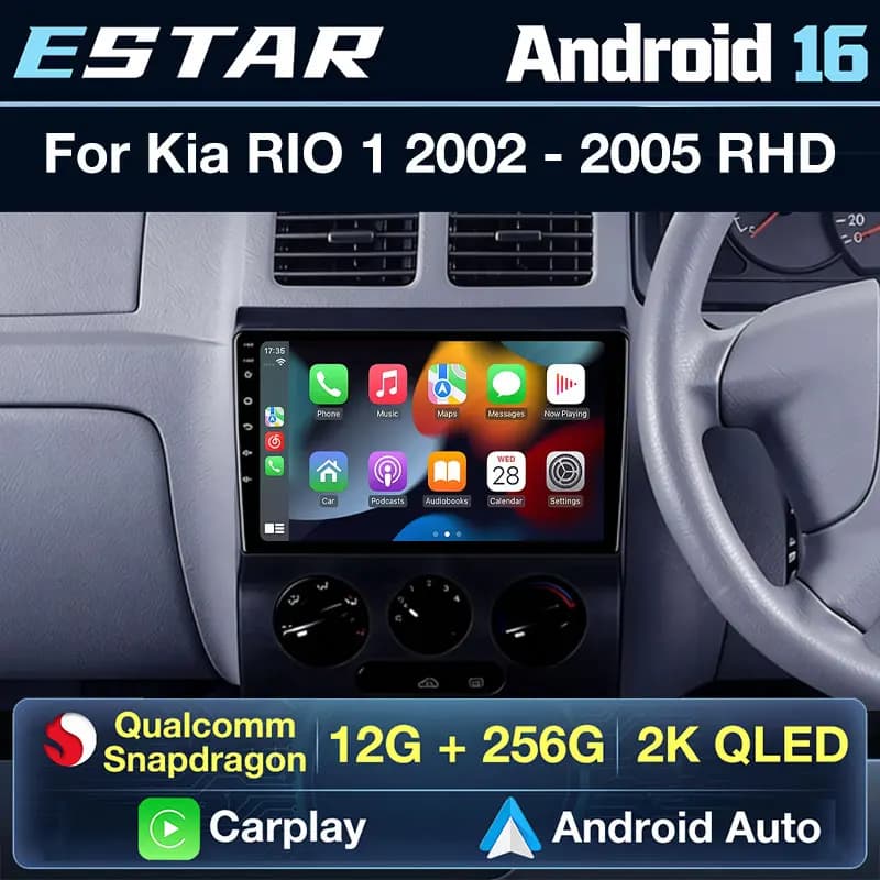 Autoradio Wireless Carplay Android 16 per Kia RIO 1 2002-2005 con Telecamera 360, 2 DIN, 4G LTE, Lettore Video, WIFI, Navigazione, Audio, RDS, BT