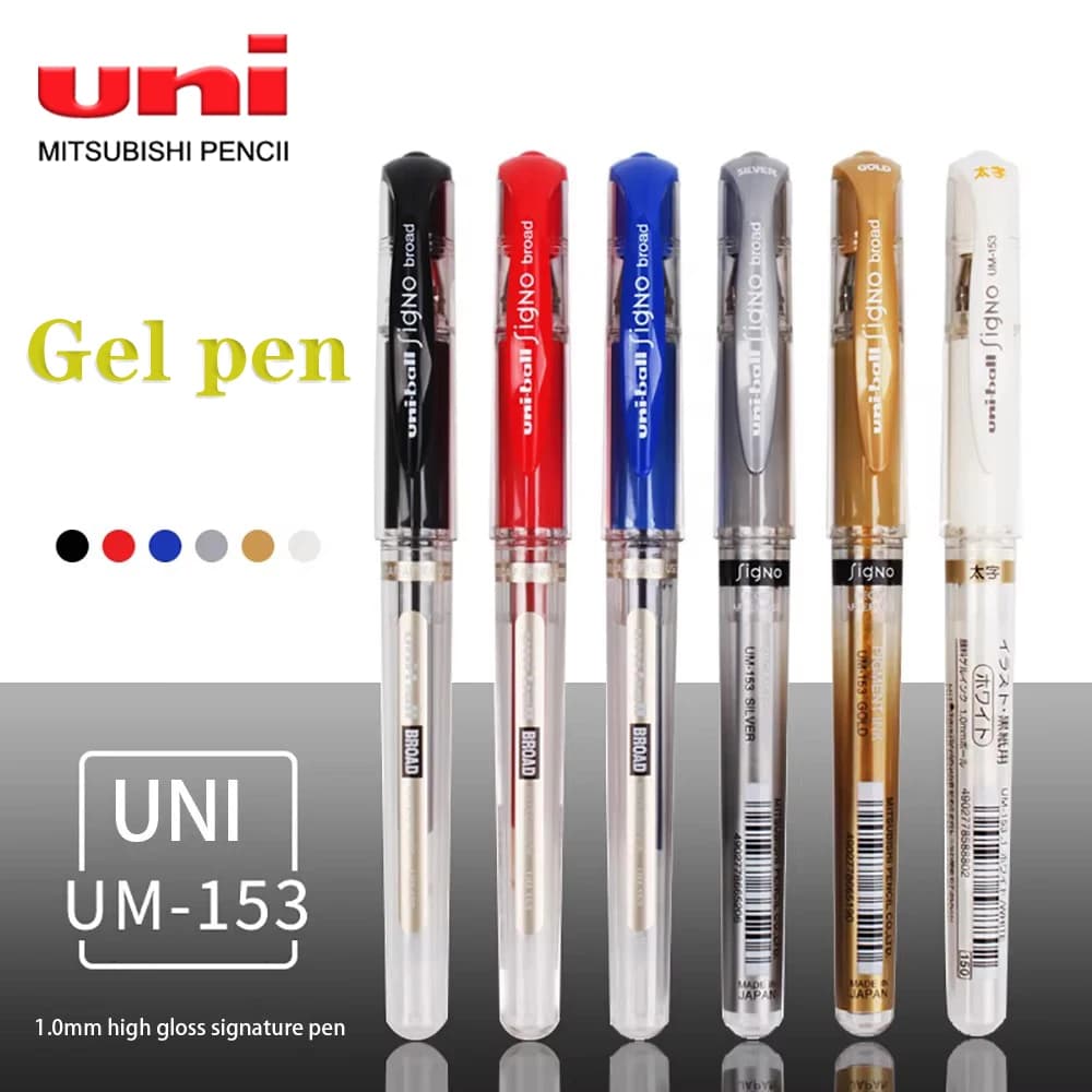 1PC Uni-ball Signo Broad UM-153 Penna Gel 1.0mm Ritorno a scuola Anime Cancelleria giapponese Penna bianca lucida Penna unica