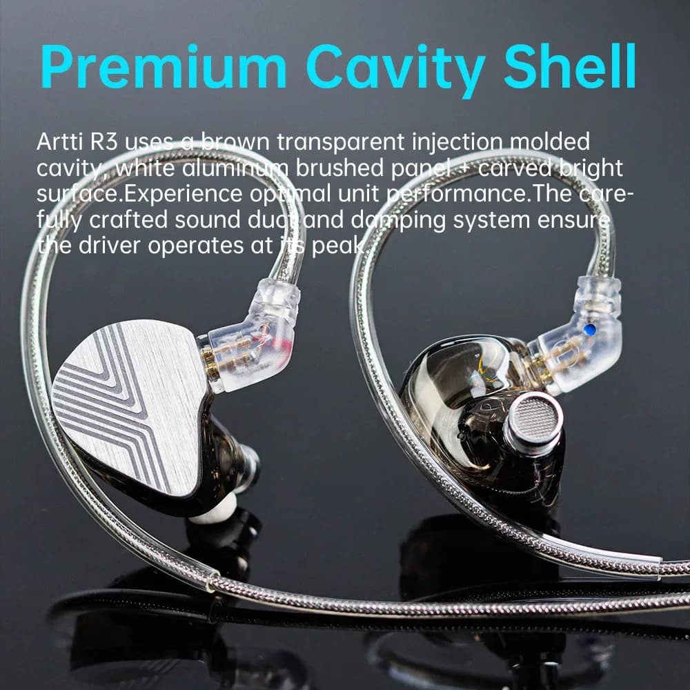 ARTTI R3 HiFi Auricolari In-Ear Cablati IEM con Diaframma Placcato in Berillio da 10mm, Driver Dinamico, Cuffie Monitor con Connettore Type-C/3.5mm