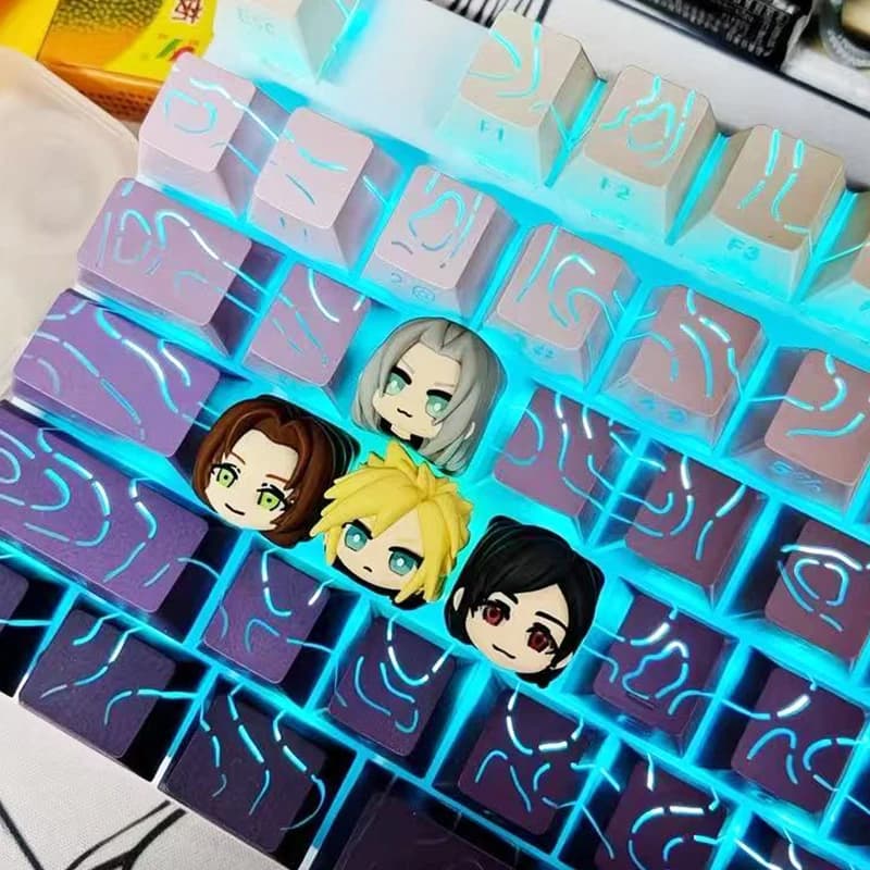 Keycap Kawaii Final Fantasy Cloud Strife, Figura Anime Sephiroth, Keycap in Resina per Tastiera Meccanica, Accessori per Tastiera, Regalo