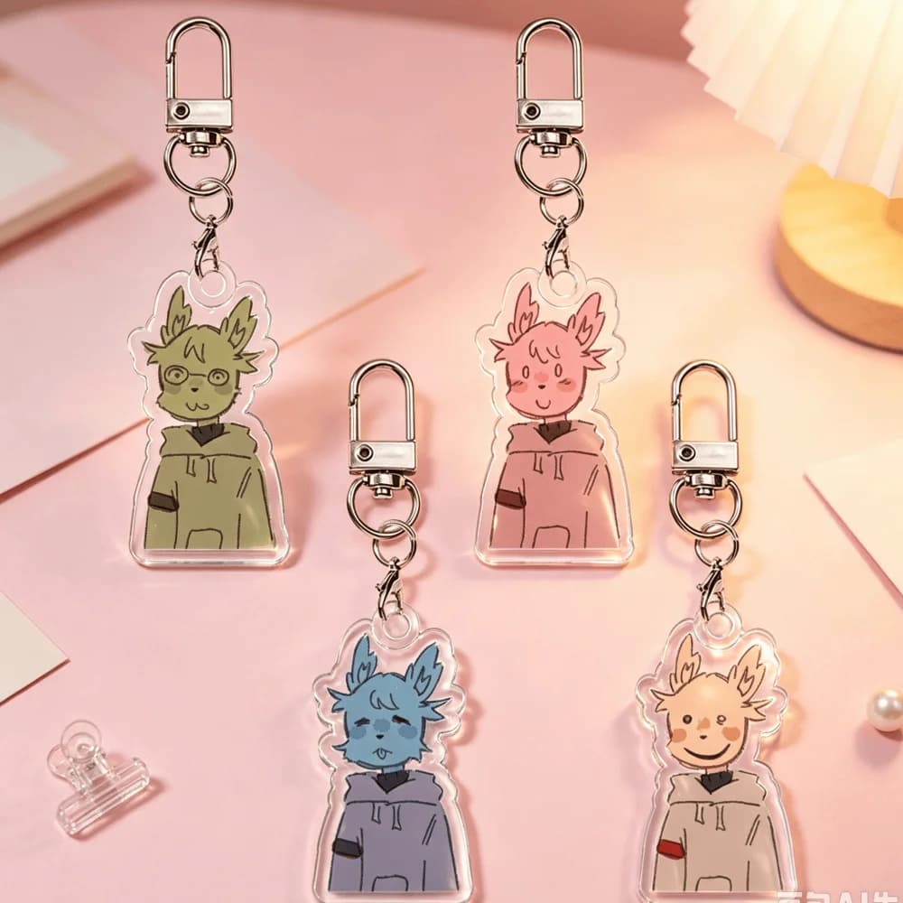 for Popular Animal Hospital Game Peripheral Blue Pink Green Beige Intern Acrylic Keychain Backpack Pendant Cute Festival Gift