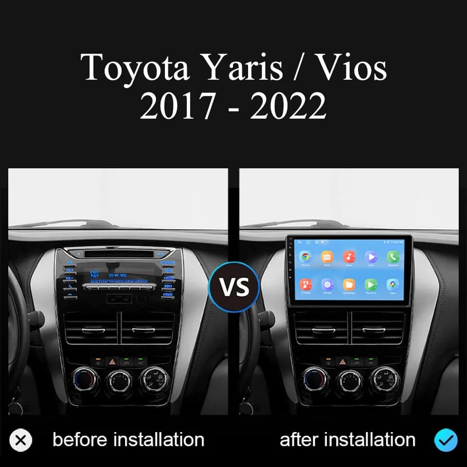 9 ''QLED Auto Autoradio Per Toyota Vios Yaris 2017 2019 2022 GPS Per Auto Lettore Video Multimediale DVD Cassetta 4G Lte Wifi Carplay BT