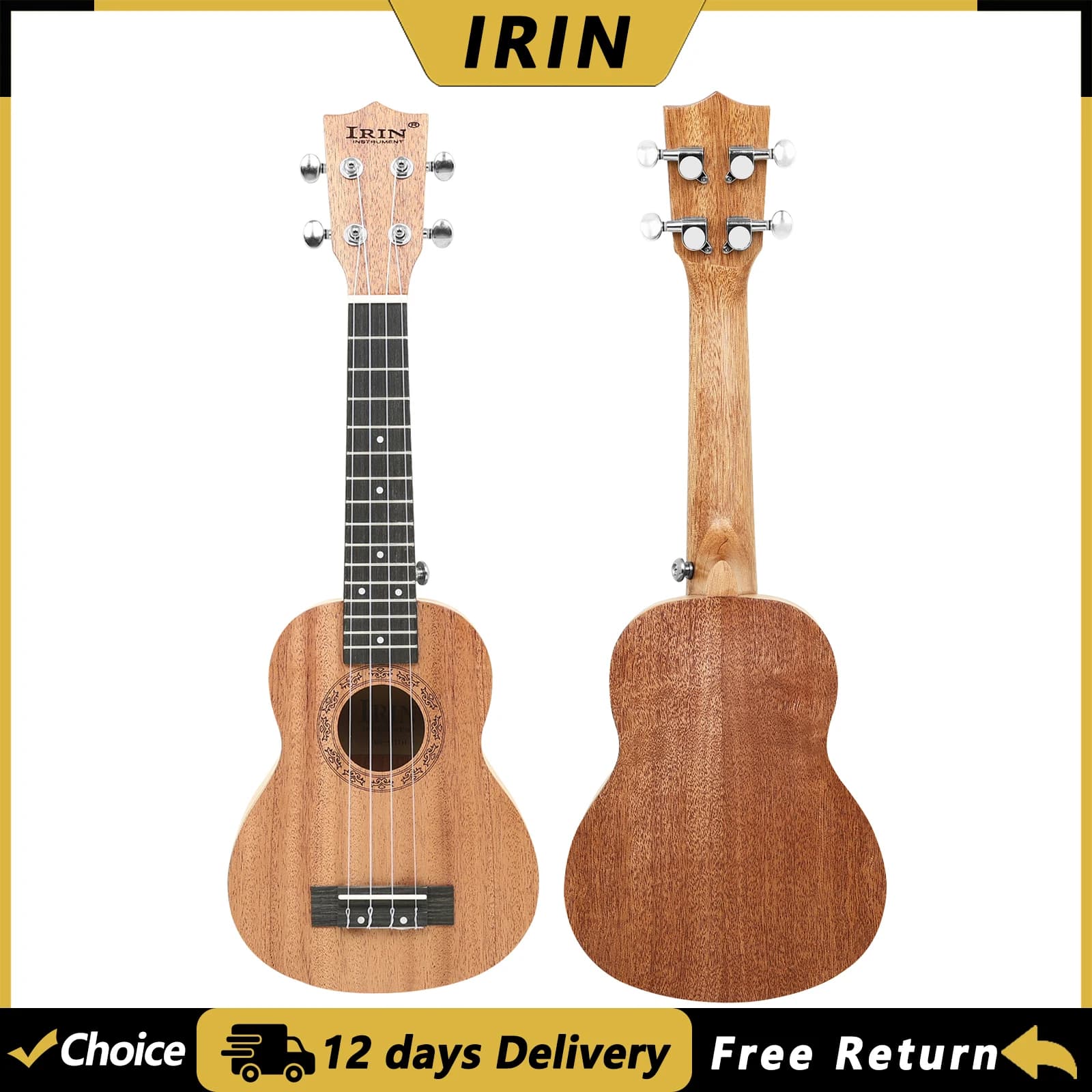 IRIN 21 Inch Ukulele Solid Wood Handmade Ukulele Guitar 4 String Ukulele Professional Stringed Musical Instrument Beginner Gifts
