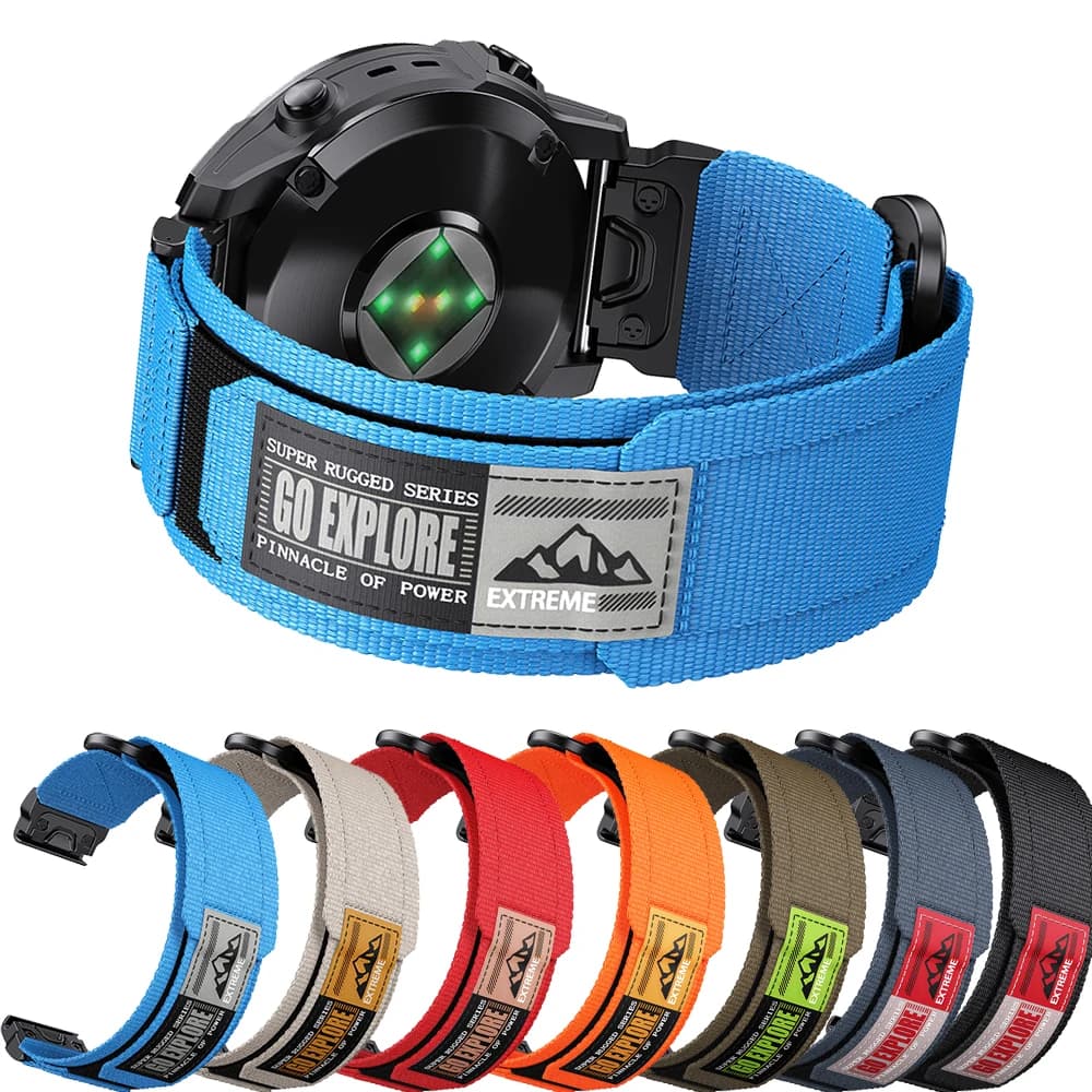 QuickFit 22mm 26mm Velcro Watch Band Strap for Garmin Fenix E 8 7 7X 6 6X Pro 5 5X, Epix 2 Pro, Instinct 3 2, Forerunner 955 945
