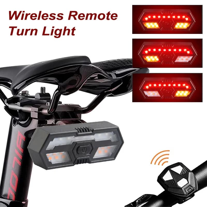 Indicatore di direzione per bici Fanale posteriore per bicicletta a LED Lampada per clacson posteriore per bici ricaricabile tramite USB Luce wireless per bici Fanale posteriore MTB Accessori per bici