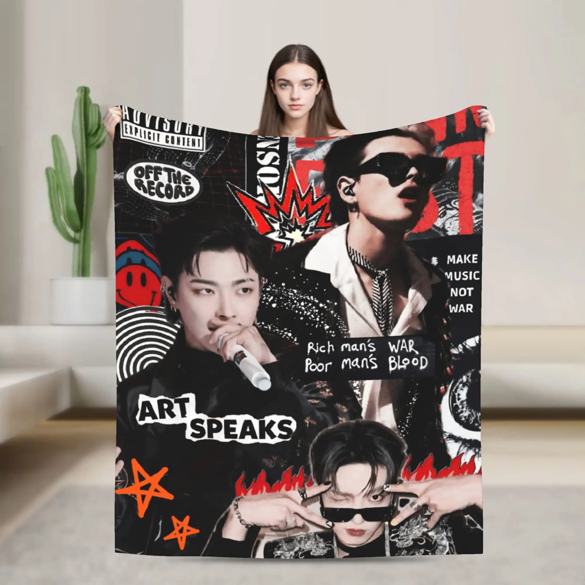 Cute Ateez Band Flannel Blanket Warm Soft Throw Blanket for Home Decor Decorative Aesthetic Bedspread Sofa Bed Cover