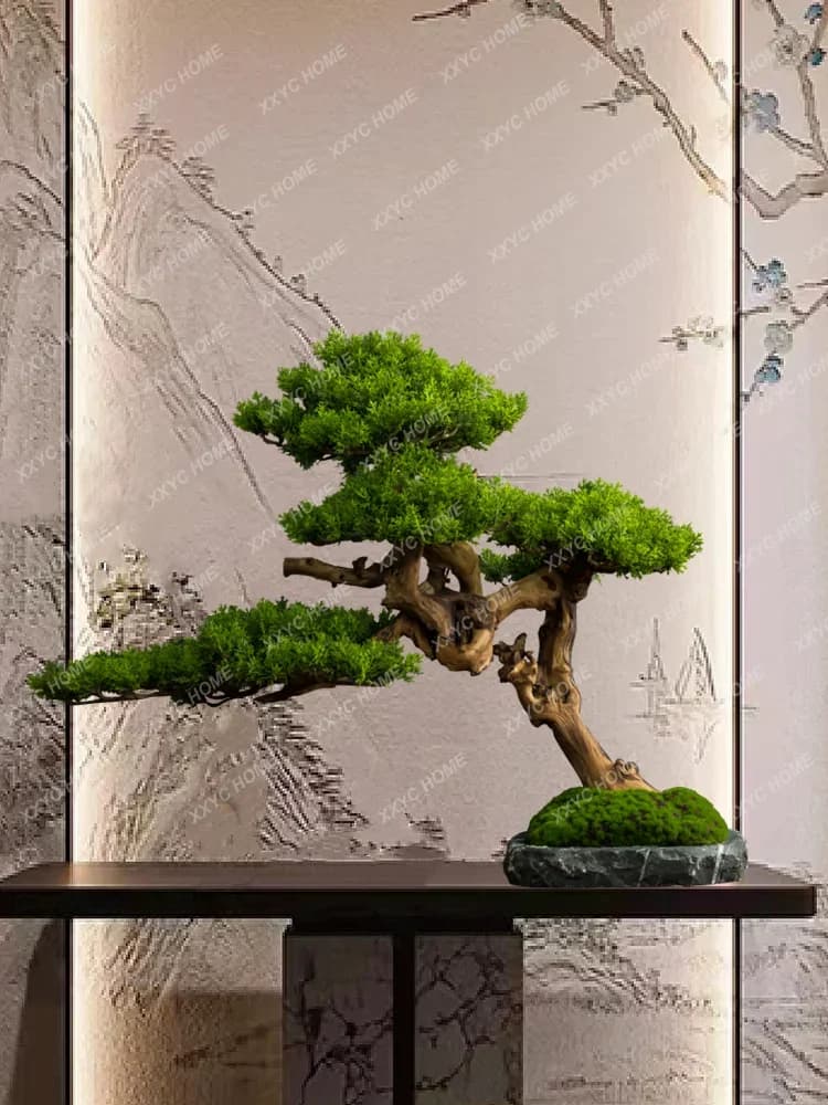 Welcome Pine Bonsai Plants Office Entrance Living Room Vase for Green Plants Decoration Home