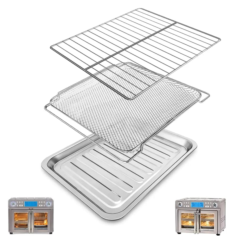 Set di Teglie per Friggitrice ad Aria per Emeril Lagasse Everyday 360, 12''×10'', in Acciaio Antiaderente, Accessori per Friggitrice ad Aria, Teglia per Grigliare