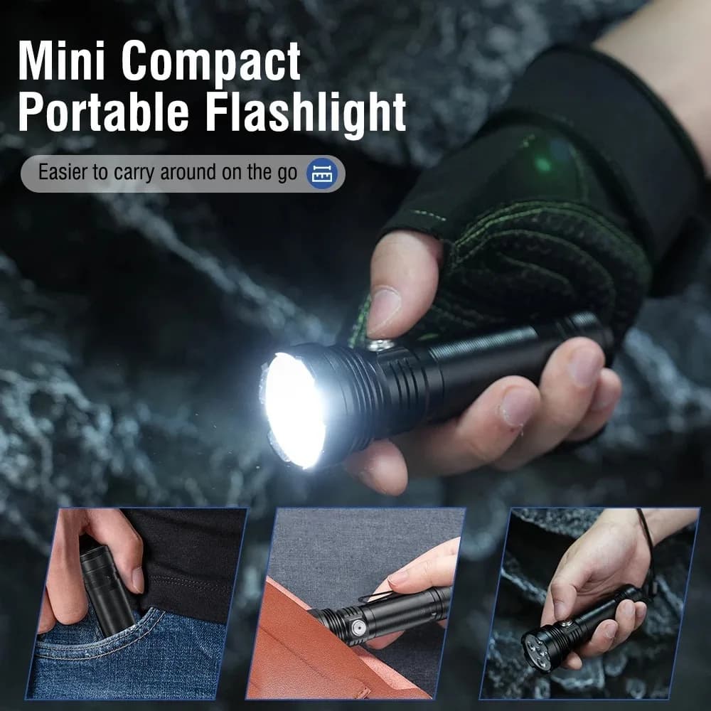 ET28 2500LM 5*LEDs Flashlight Type-c Rechargeable Torch Waterproof Camping Fishing Emergency Lantern